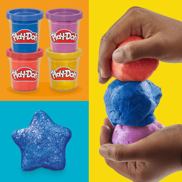 Play-Doh - Pack de 4 pots de pâte à modeler à reflets métalliques