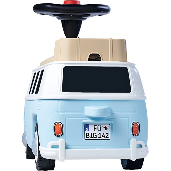 BIG Bobby Car VW T1 – Voiture à Roulettes 2 En 1 Pour 18 Mois à 5 Ans, 50 Kg Max, Klaxon, Compartiment – Bleu Clair