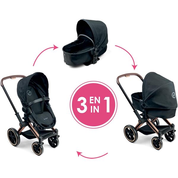 Landau 3-en-1 Cybex noir pour poupon 36 à 52cm