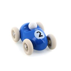 Voiture en bois mini roadster - bleu n°2