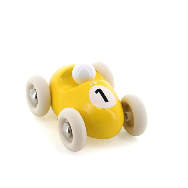 Voiture en bois mini roadster - jaune n°1