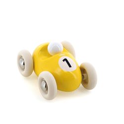 Voiture en bois mini roadster - jaune n°1