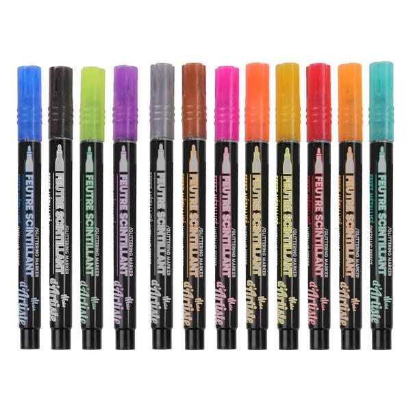 12 feutres reflets métalliques