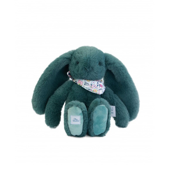 Peluche Lapin Fleurette Vert - 25 cm 
