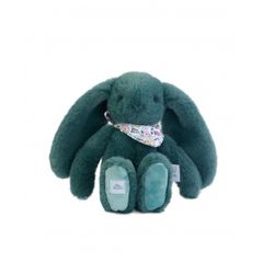 Peluche Lapin Fleurette Vert - 25 cm 
