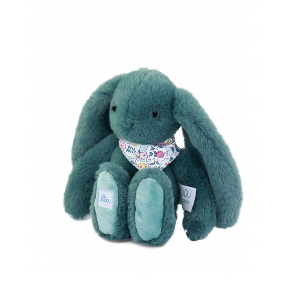 Peluche Lapin Fleurette Vert - 25 cm 