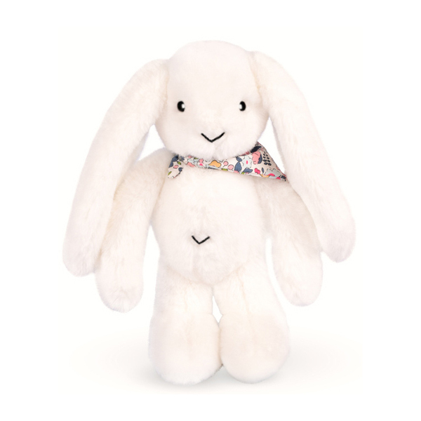 Peluche Lapin Fleurette Blanc- 35 cm 