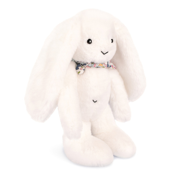 Peluche Lapin Fleurette Blanc- 35 cm 