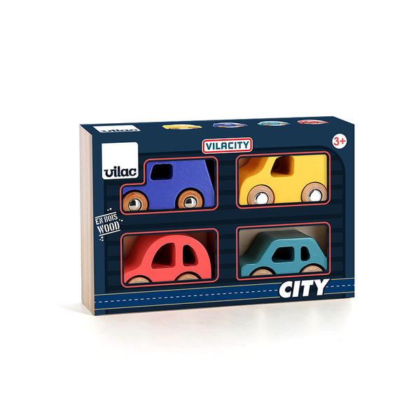Coffret de 4 voitures en bois City Vilacity