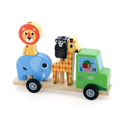 Animaux de la savane, camion et remorque en bois Empil’animo