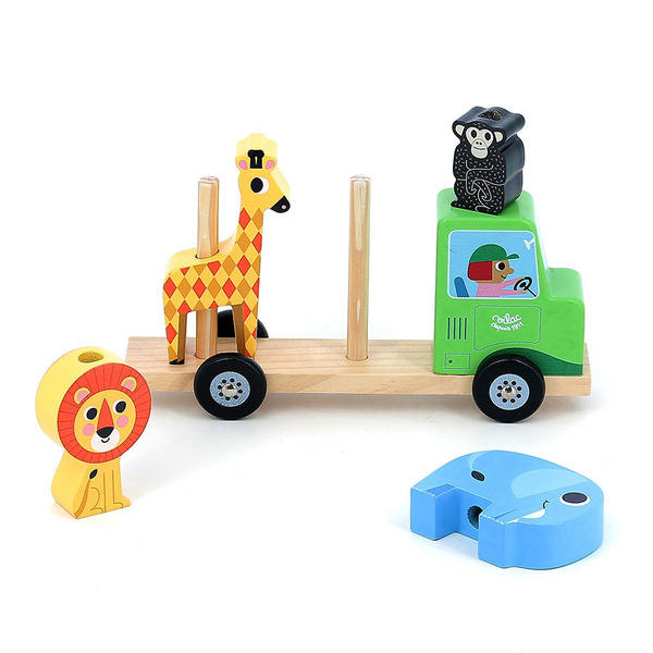 Animaux de la savane, camion et remorque en bois Empil’animo