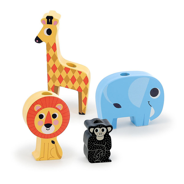 Animaux de la savane, camion et remorque en bois Empil’animo