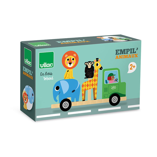 Animaux de la savane, camion et remorque en bois Empil’animo