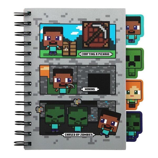 Carnet à spirales Minecraft avec intercalaires (160 pages)