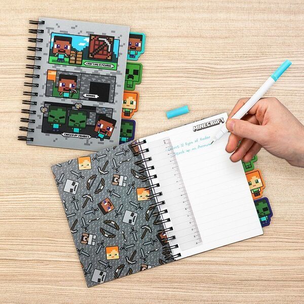 Carnet à spirales Minecraft avec intercalaires (160 pages)