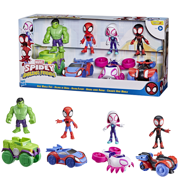 Spidey et ses Amis – Pack 4 Véhicules et Figurines