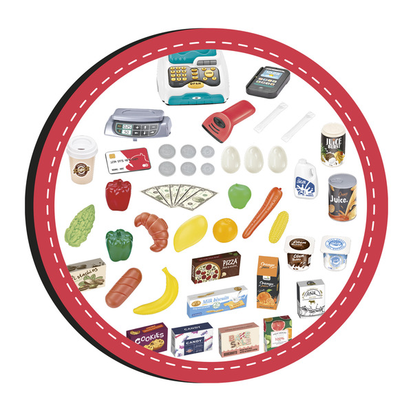 Marchande avec caddie et accessoires