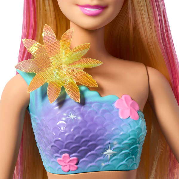 Barbie – Poupée Sirène Fleurs Magiques Blonde