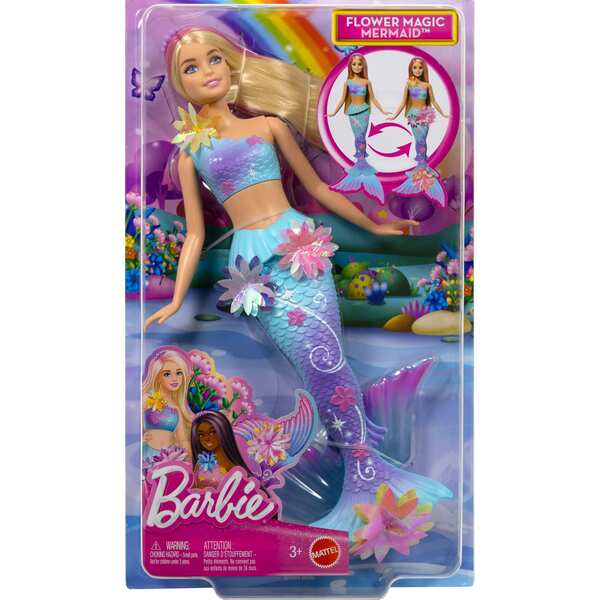 Barbie – Poupée Sirène Fleurs Magiques Blonde