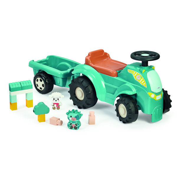Porteur tracteur avec remorque et 15 accessoires