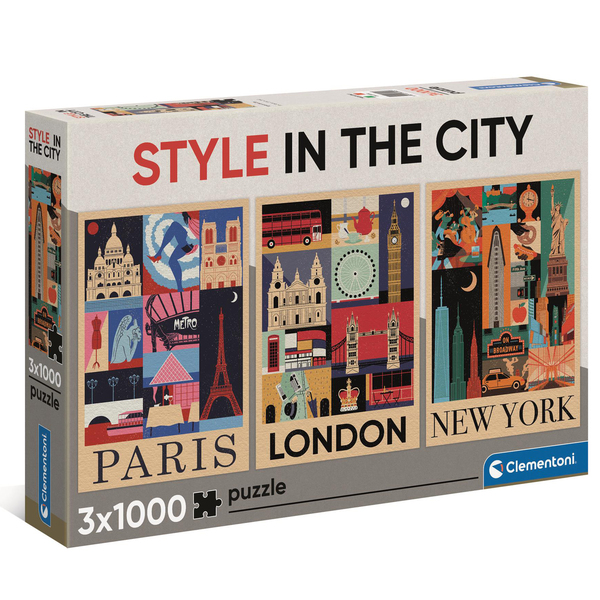 Clementoni - Puzzle 3 en 1 - City 1000 pièces