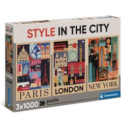 Clementoni - Puzzle 3 en 1 - City 1000 pièces