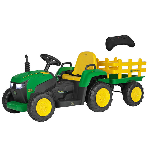 Tracteur électrique John Deere Farm Power 12V avec remorque