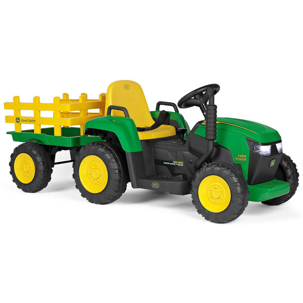 Tracteur électrique John Deere Farm Power 12V avec remorque