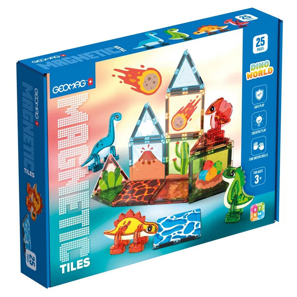 Coffret 25 tuiles magnétiques Dino World