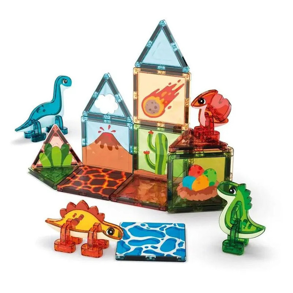 Coffret 25 tuiles magnétiques Dino World