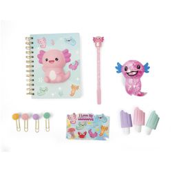 Coffret papeterie carnet Kawaii Squishy Axolotl