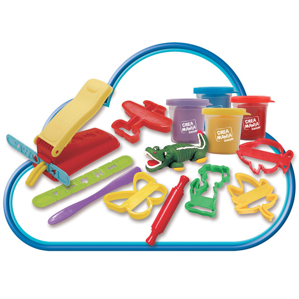 Baril de 10 accessoires de pâte à modeler et 4 pots