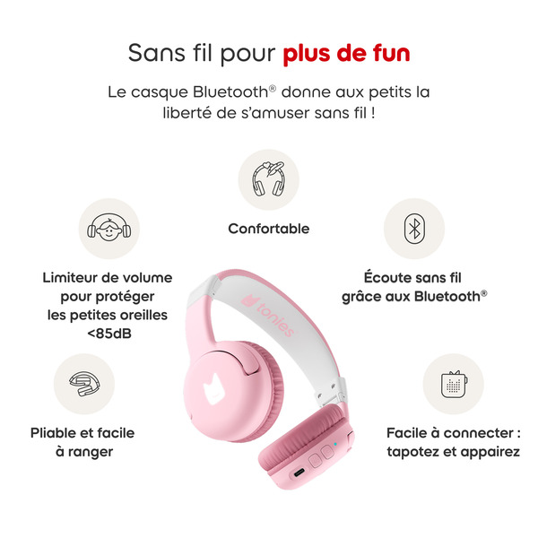 Casque Bluetooth Tonies - Rose fleur