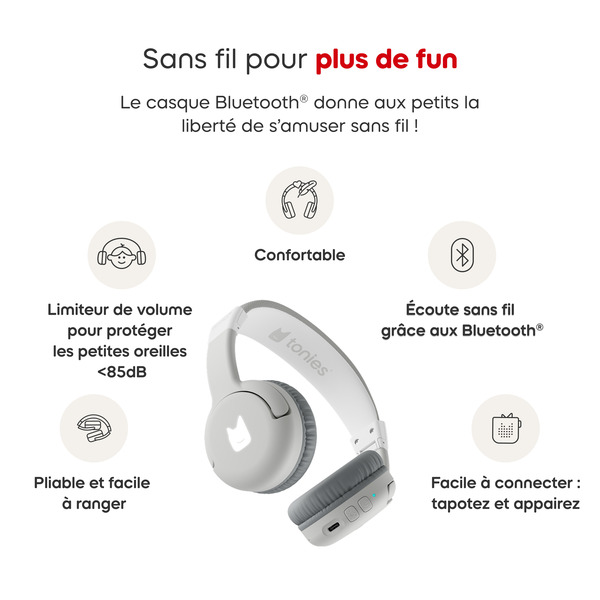 Casque Bluetooth Tonies - Gris lune