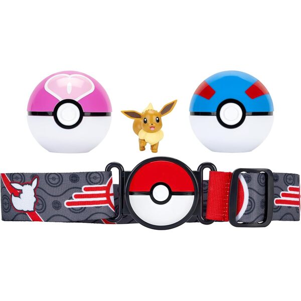 Ceinture Pokémon avec 2 Pokéballs et figurine Evoli
