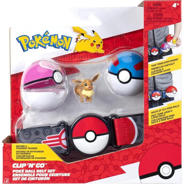 Ceinture Pokémon avec 2 Pokéballs et figurine Evoli