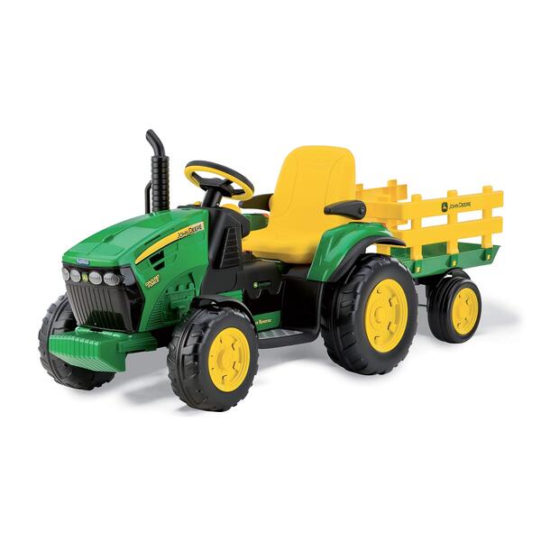 Peg Perego Tracteur électrique John Deere Ground Force 12V avec remorque
