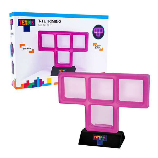 Lampe Tétris néon - Tetrimino T mauve