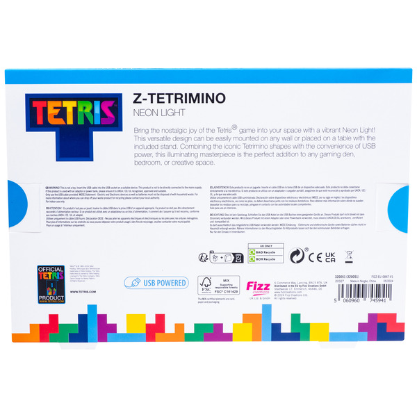 Lampe Tétris néon - Tetrimino Z rouge