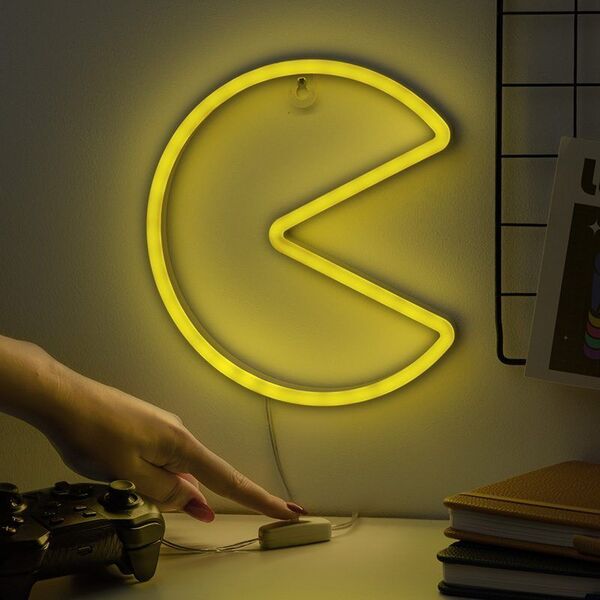 Lampe murale néon Pac-Man