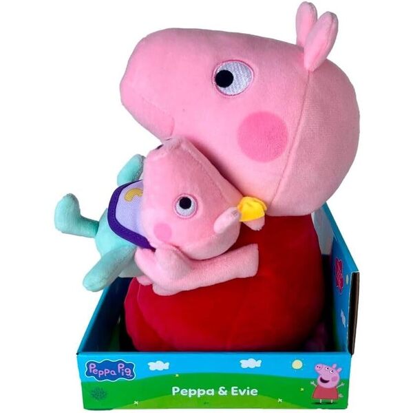 Peluche Peppa Pig avec bébé Evie 33cm