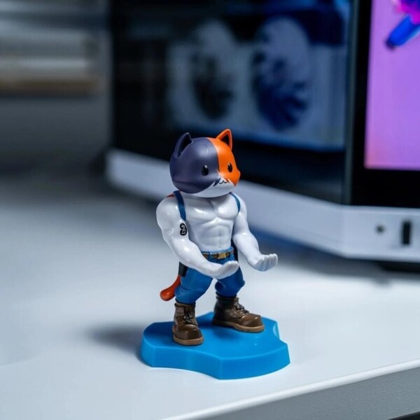 Figurine et station de charge Cable Guys - Meowscles - Fortnite