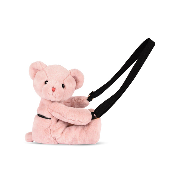 Ours en peluche rose- Sac bandouliere  - 30 cm