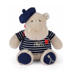 Hippopotame peluche  avec Béret et Marinière - 26 cm