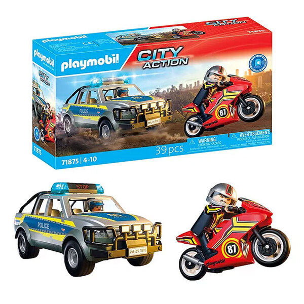 71875 - Playmobil City Action - Pick-up de police, moto & 2 personnages