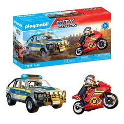 71875 - Playmobil City Action - Pick-up de police, moto & 2 personnages
