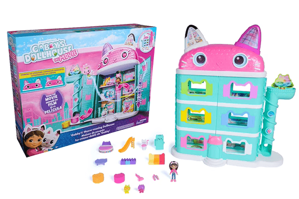 Entrez dans l'univers magique de Gabby et sa maison enchantée ! 🏠✨ Cette maison de poupée de 60 cm est remplie de surprises : 1 figurine de Gabby, 1 figurine de chat